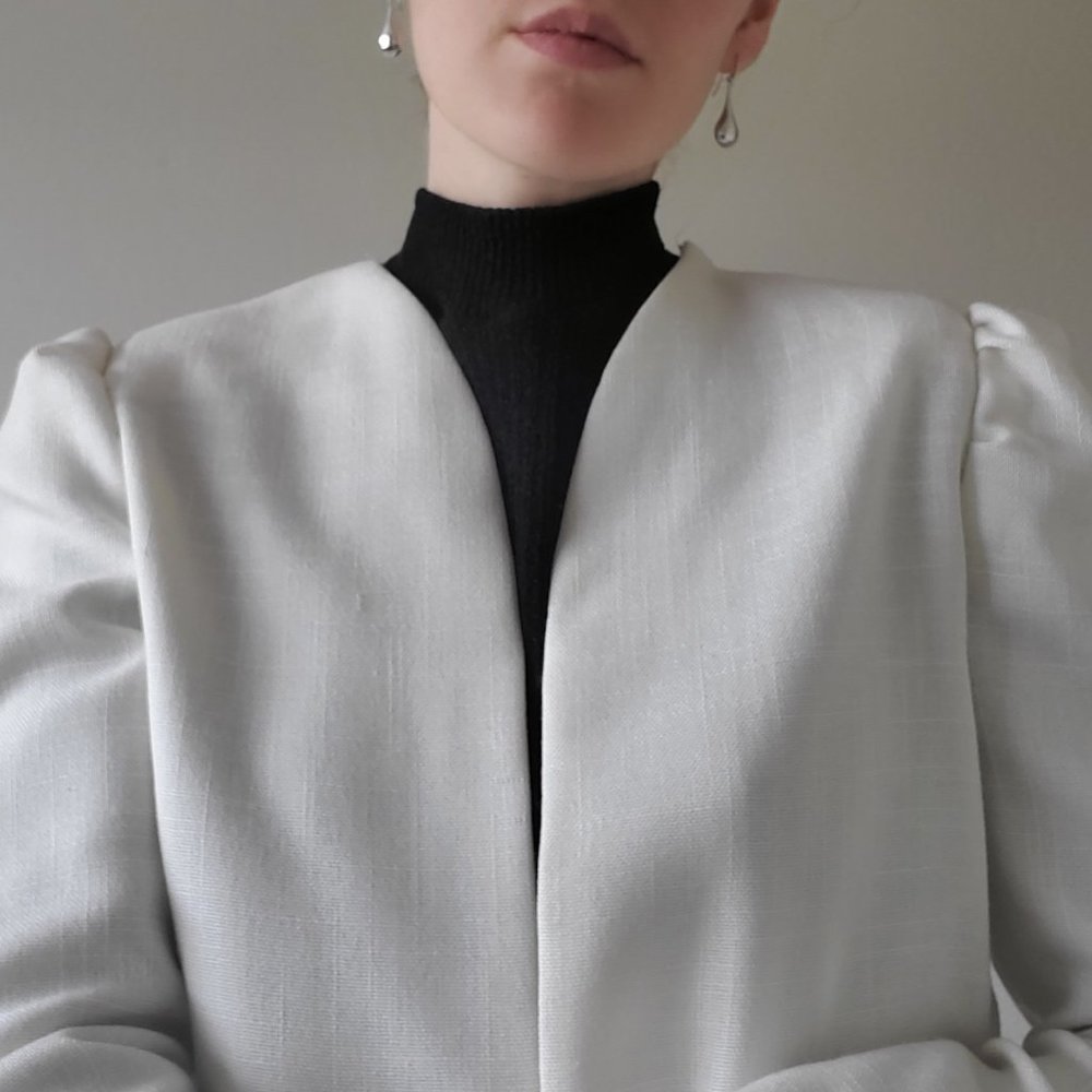 Vintage White Linen Cropped Jacket